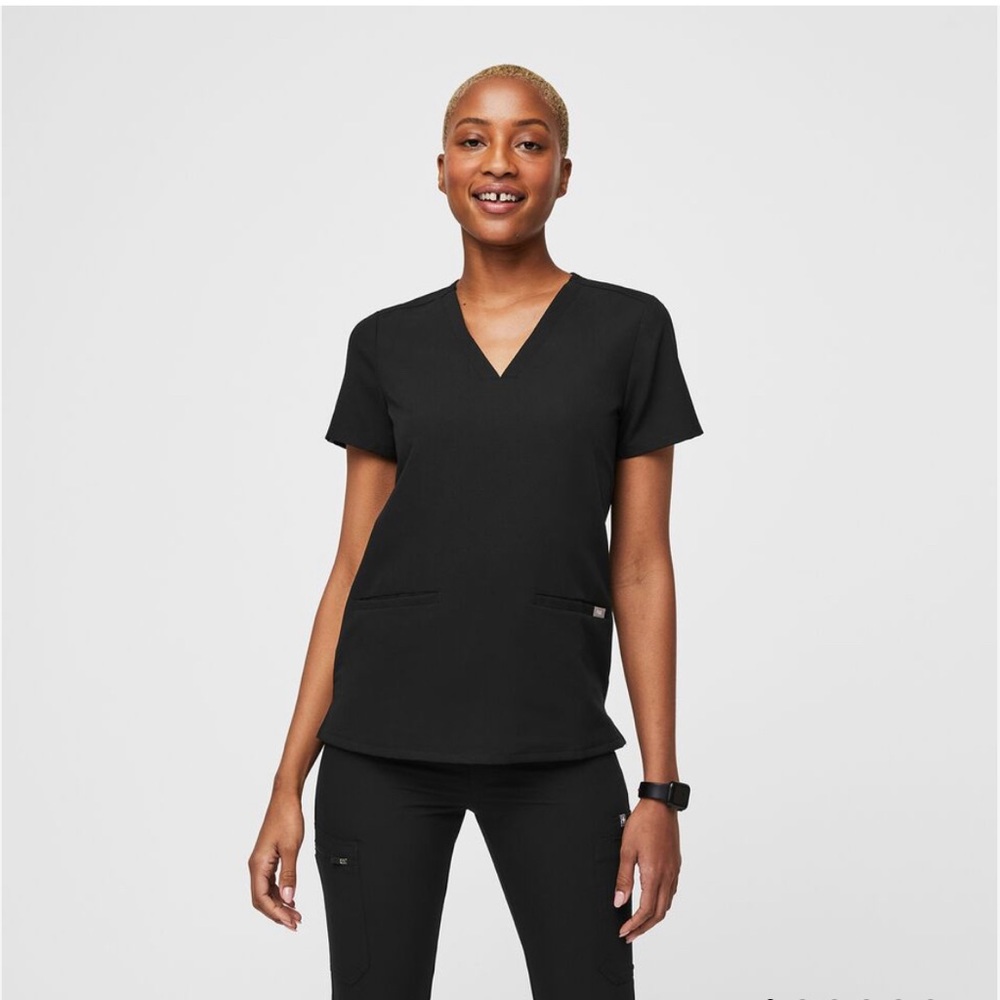 Figs Black Casma scrub top, size Xtra Small